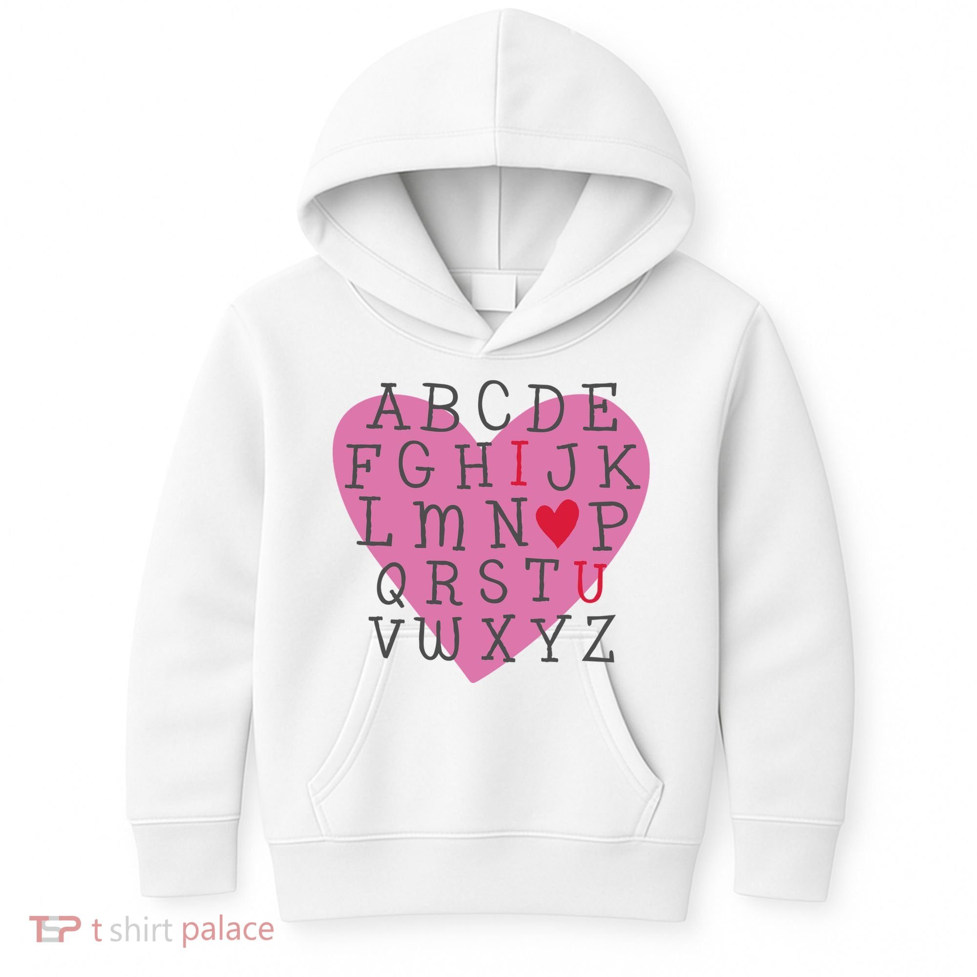 ABC I Love You Valentines Day Heart Gift Kids Hoodie