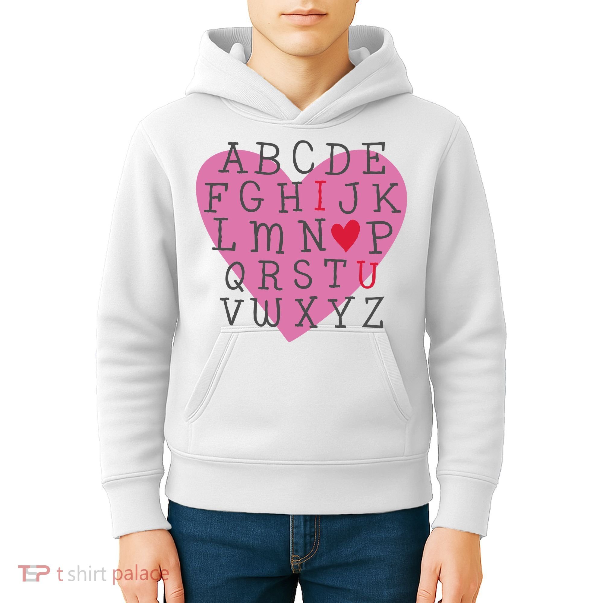 ABC I Love You Valentines Day Heart Gift Kids Hoodie