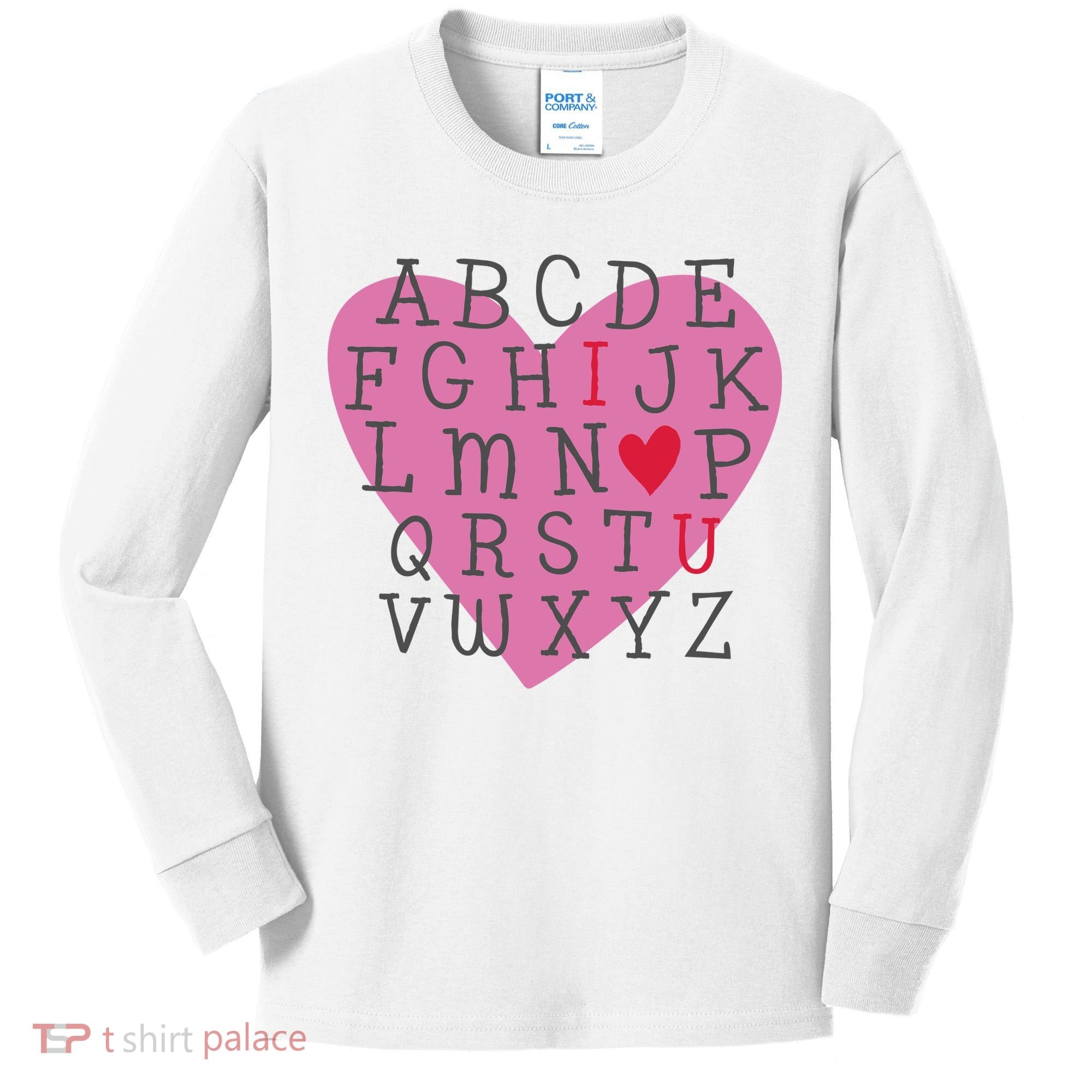 ABC I Love You Valentines Day Heart Gift Kids Long Sleeve Shirt