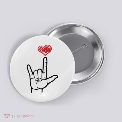 ASL I Love You Hand Heart Sign Language Button