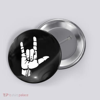 ASL I Love You Gift American Sign Language Tee Button