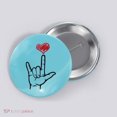 Asl I Love You Hand Heart Sign Language Gift Button