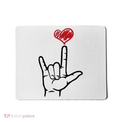 Asl I Love You Hand Heart Sign Language Gift Mousepad