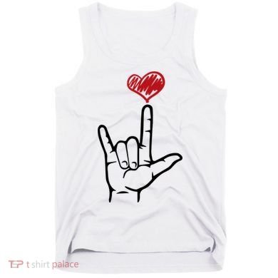 Asl I Love You Hand Heart Sign Language Gift Tank Top