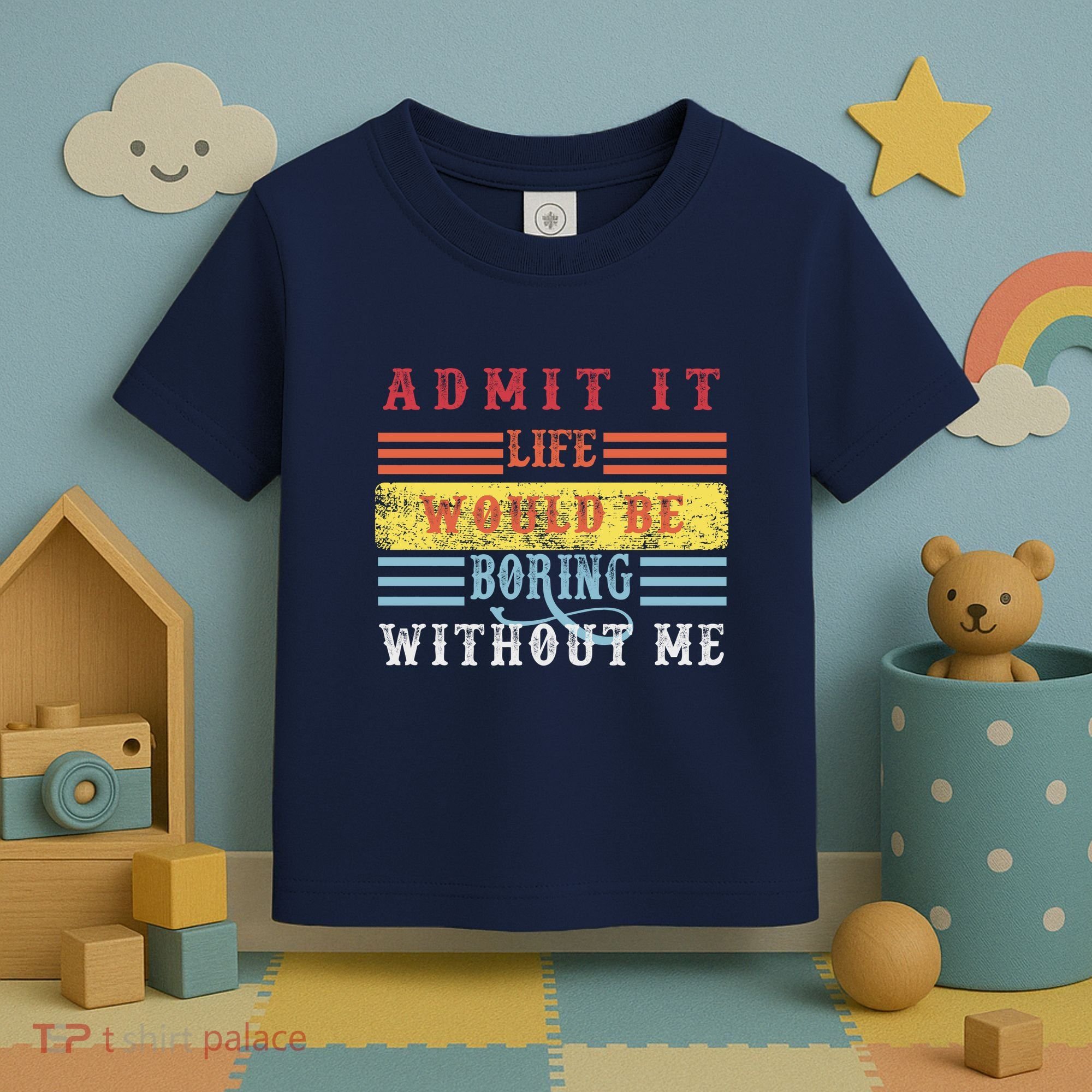 Admit It Life Would Be Boring Without Me, Funny Saying Retro Toddler T-Shirt