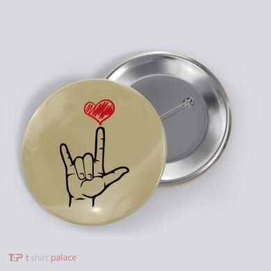 ASL I Love You Hand Heart Sign Language Button