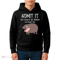 Admit It Life Would Be Boring Without Me Funny Moo Deng Kids Hoodie thumb 4