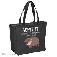 Admit It Life Would Be Boring Without Me Funny Moo Deng Tote Bag thumb 2