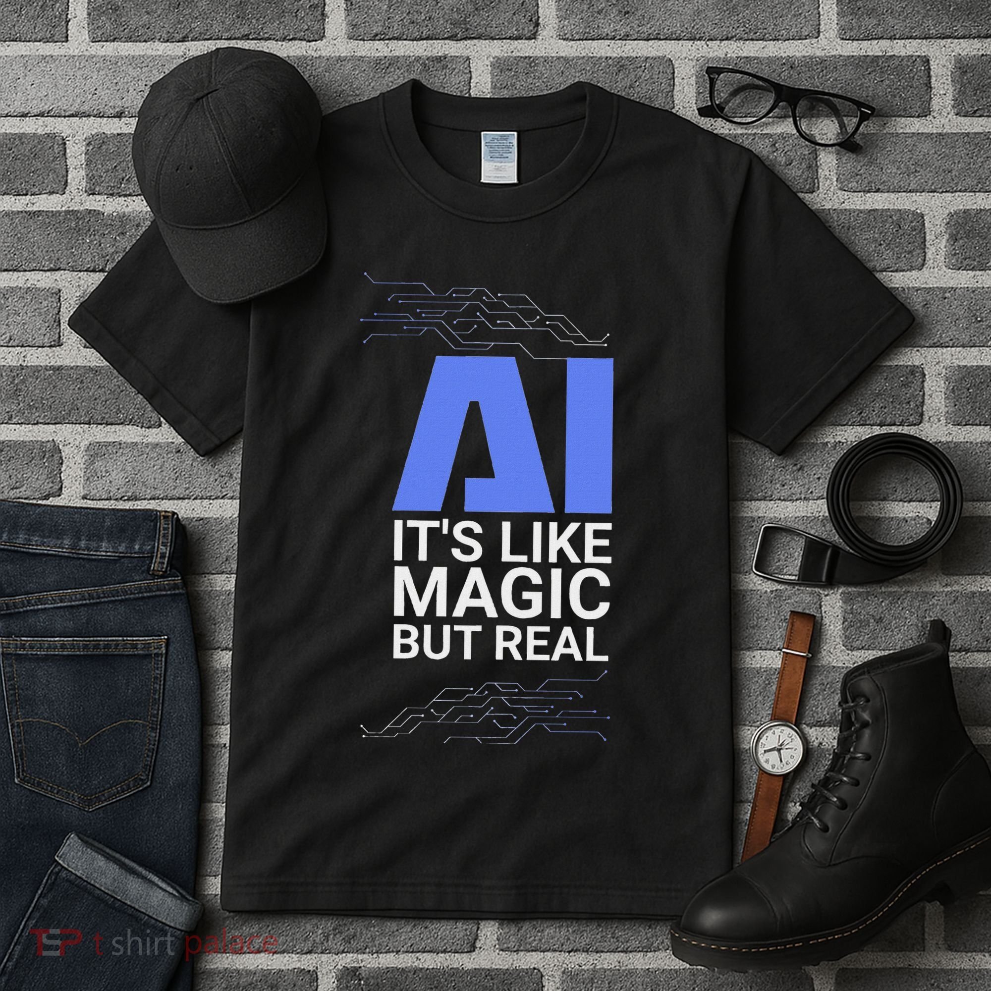 Ai Its Like Magic But Real Artificial Intelligence Geek Gift Tall T-Shirt