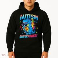 Autism Is My Superpower Dinosaur  Autism Awareness Hoodie thumb 2