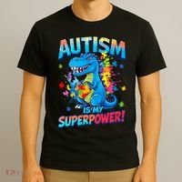 Autism Is My Superpower Dinosaur  Autism Awareness T-Shirt thumb 3