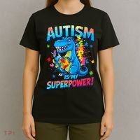 Autism Is My Superpower Dinosaur  Autism Awareness T-Shirt thumb 4
