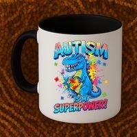 Autism Is My Superpower Dinosaur  Autism Awareness Coffee Mug thumb 2