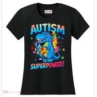 Autism Is My Superpower Dinosaur  Autism Awareness Women's Cooling Performance Crew T-Shirt thumb 0