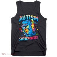 Autism Is My Superpower Dinosaur  Autism Awareness Tank Top thumb 0