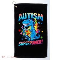 Autism Is My Superpower Dinosaur  Autism Awareness Golf Towel thumb 0