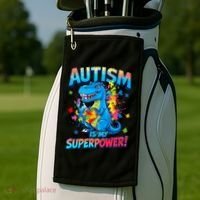 Autism Is My Superpower Dinosaur  Autism Awareness Golf Towel thumb 2