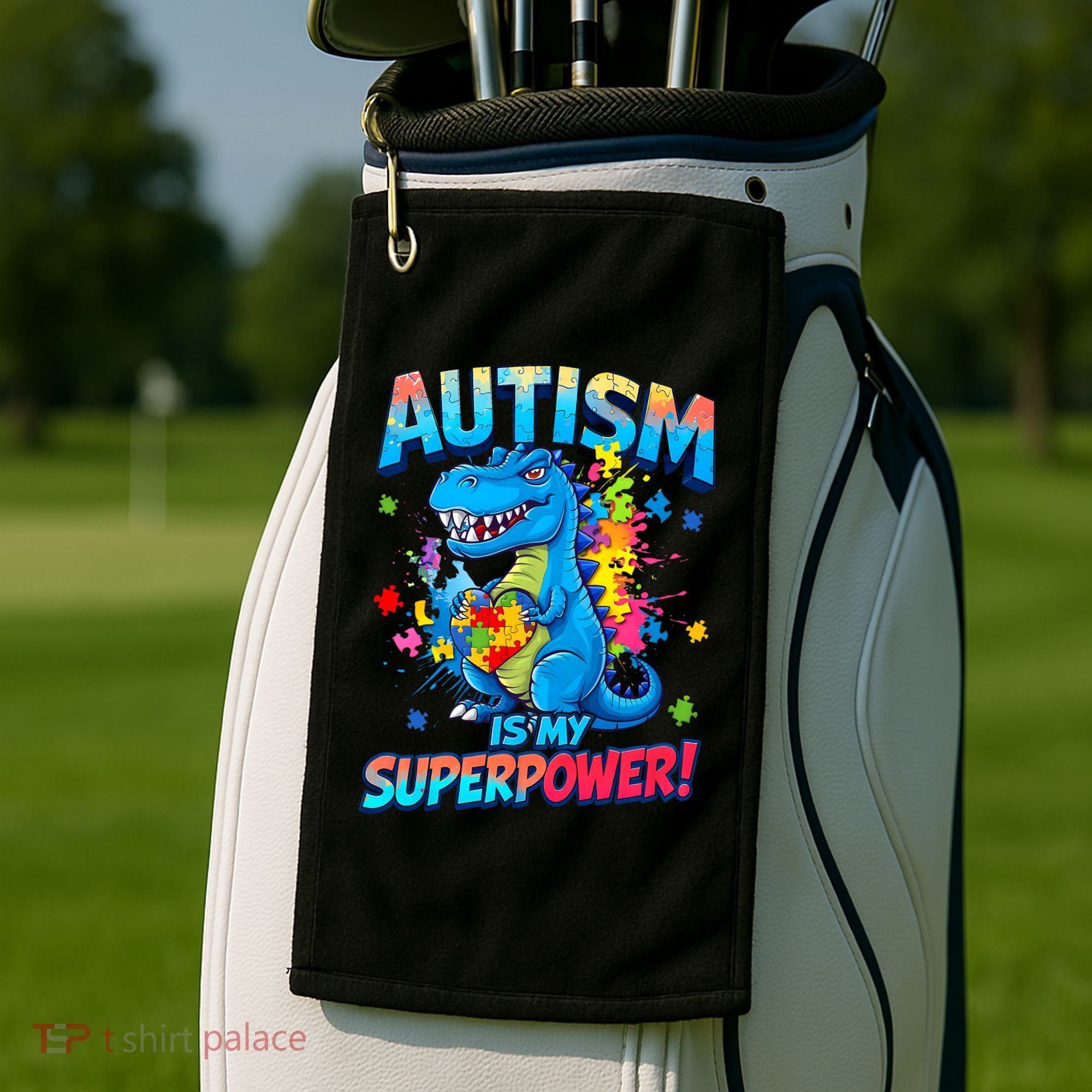 Autism Is My Superpower Dinosaur  Autism Awareness Golf Towel