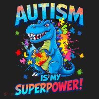 Autism Is My Superpower Dinosaur  Autism Awareness Golf Towel thumb 3