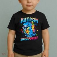 Autism Is My Superpower Dinosaur  Autism Awareness Toddler T-Shirt thumb 2