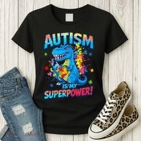 Autism Is My Superpower Dinosaur  Autism Awareness Women's T-Shirt thumb 3