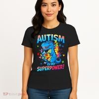 Autism Is My Superpower Dinosaur  Autism Awareness Women's T-Shirt thumb 4