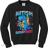 Autism Is My Superpower Dinosaur  Autism Awareness Kids Sweatshirt thumb 0