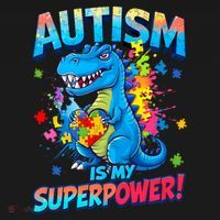 Autism Is My Superpower Dinosaur  Autism Awareness Kids Sweatshirt thumb 2
