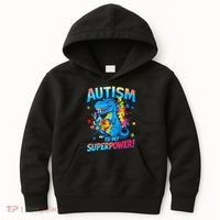 Autism Is My Superpower Dinosaur  Autism Awareness Kids Hoodie thumb 0