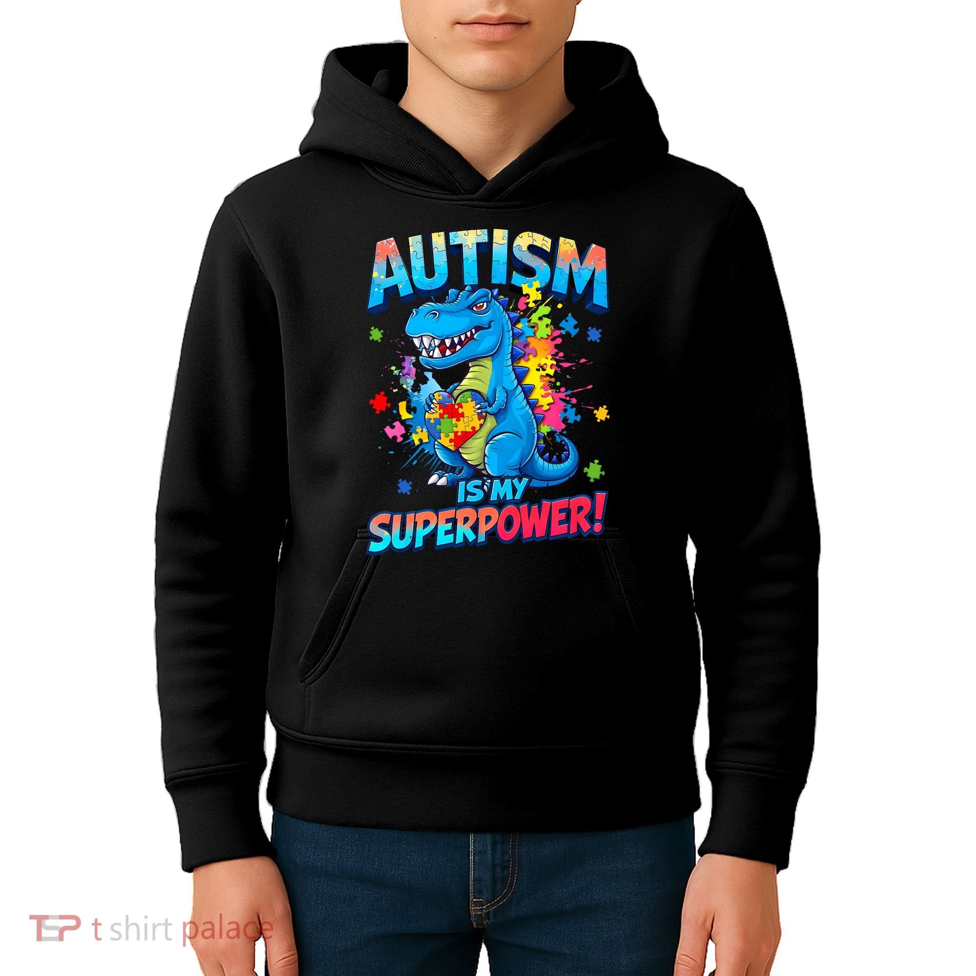 Autism Is My Superpower Dinosaur  Autism Awareness Kids Hoodie