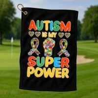 Autism Is My Super Power Golf Towel thumb 1