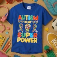 Autism Is My Super Power Kids T-Shirt thumb 3