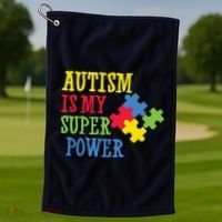 Autism Is My Super Power Golf Towel thumb 1