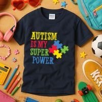 Autism Is My Super Power Kids T-Shirt thumb 3