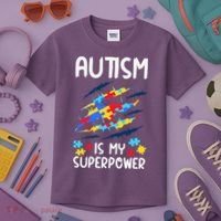 'Autism Is My Superpower Kids T-Shirt thumb 3