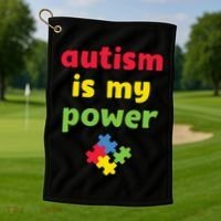 Autism Is My Power Autism Awareness Golf Towel thumb 1