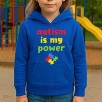 Autism Is My Power Autism Awareness Kids Hoodie thumb 3