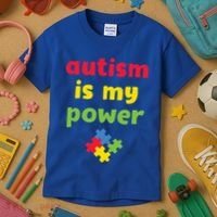 Autism Is My Power Autism Awareness Kids T-Shirt thumb 3