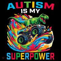Autism Is My Superpower Dino T Rex Monster Truck Coffee Mug thumb 5