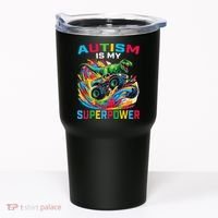 Autism Is My Superpower Dino T Rex Monster Truck Tumbler thumb 0