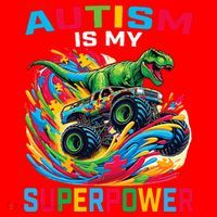 Autism Is My Superpower Dino T Rex Monster Truck Santa Hat thumb 1
