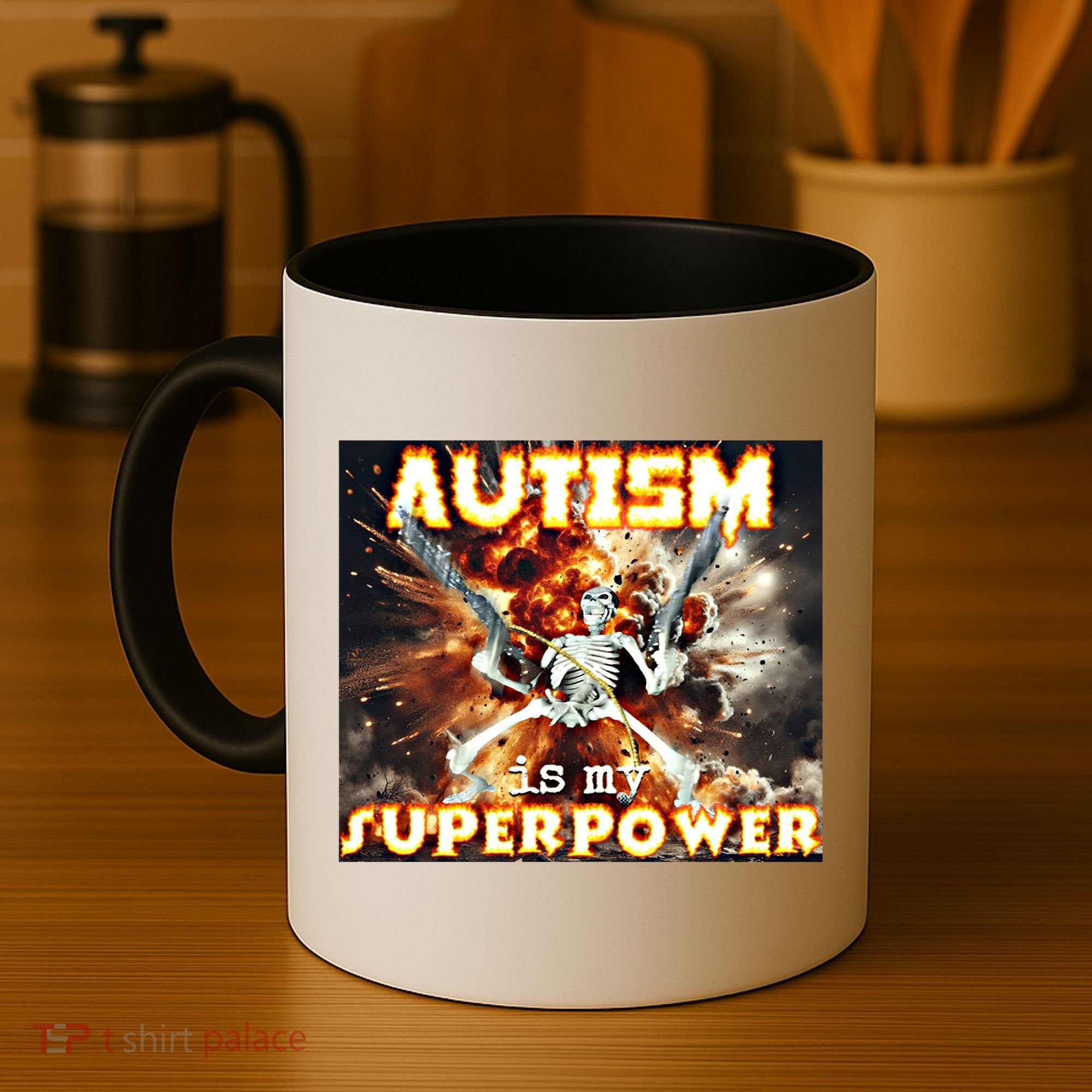 Autism Is My Supper Power Hard Skeleton Meme Oddly Specific Gift Coffee Mug