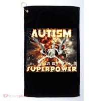 Autism Is My Supper Power Hard Skeleton Meme Oddly Specific Gift Golf Towel thumb 0