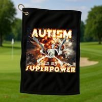 Autism Is My Supper Power Hard Skeleton Meme Oddly Specific Gift Golf Towel thumb 1