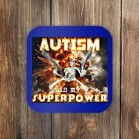 Autism Is My Supper Power Hard Skeleton Meme Oddly Specific Gift Coaster thumb 0