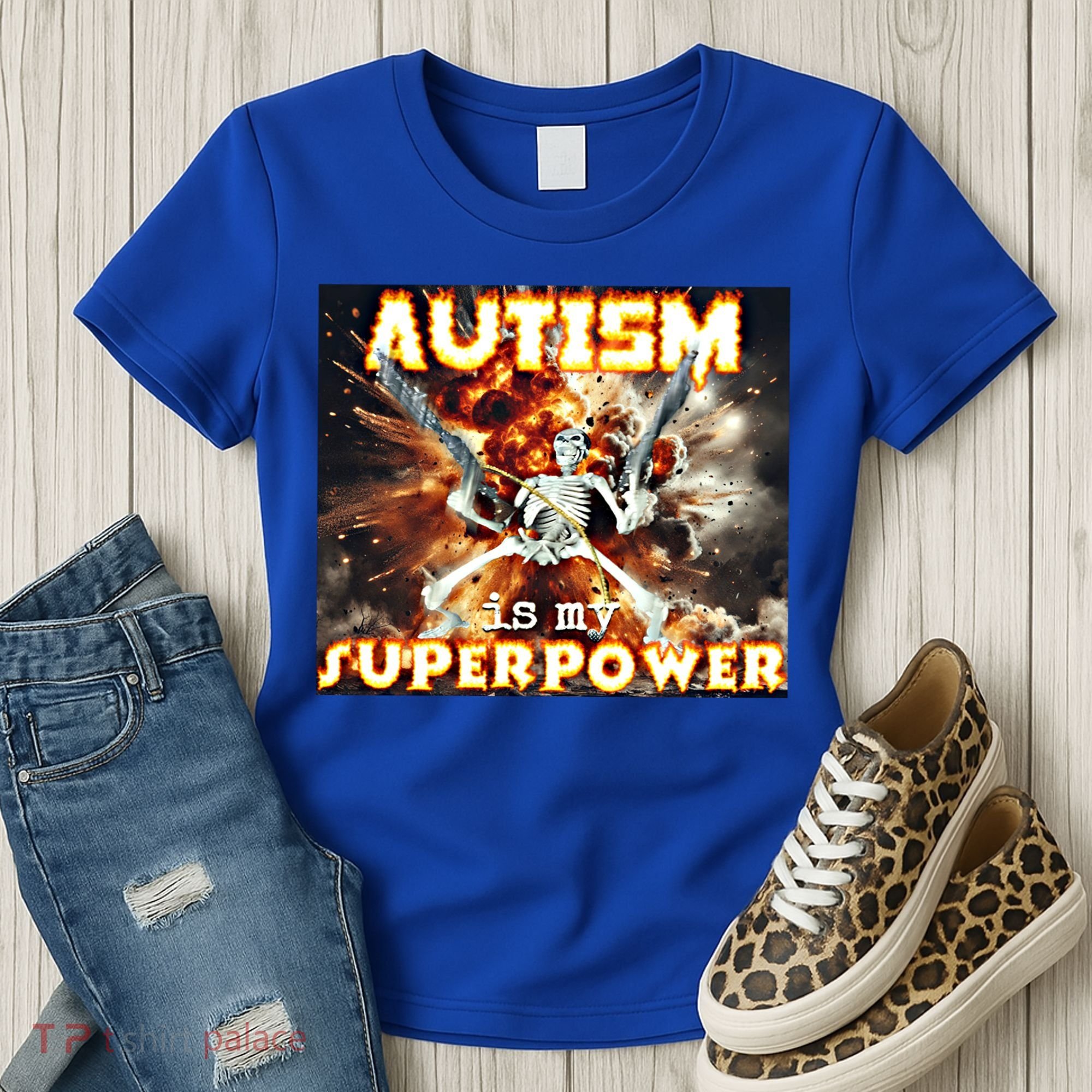 Autism Is My Supper Power Hard Skeleton Meme Oddly Specific Gift Women's T-Shirt