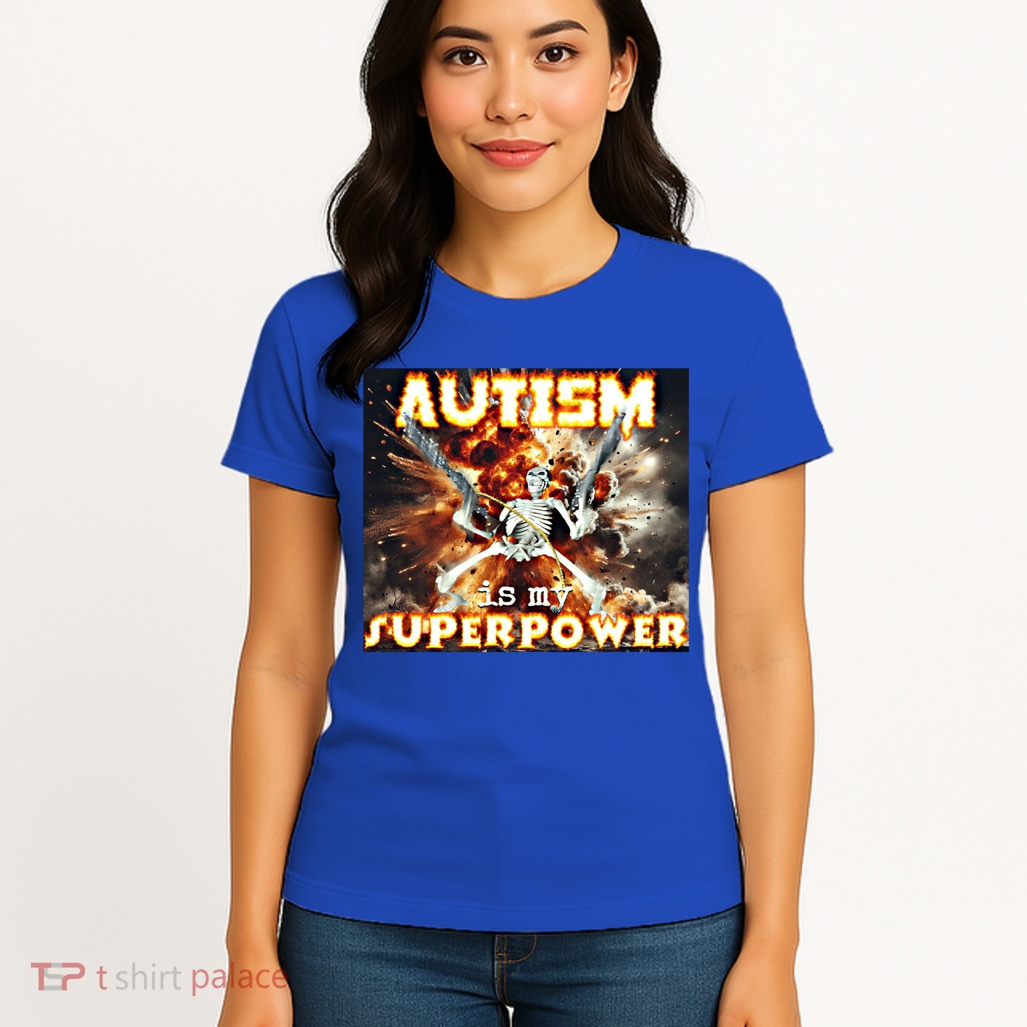 Autism Is My Supper Power Hard Skeleton Meme Oddly Specific Gift Women's T-Shirt