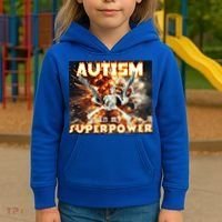 Autism Is My Supper Power Hard Skeleton Meme Oddly Specific Gift Kids Hoodie thumb 3