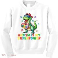 Autism Is My Superpower Funny Autism Awareness Kids Sweatshirt thumb 0