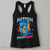Autism Is My Superpower Dinosaur Autism Awareness Women's Tank Top thumb 3